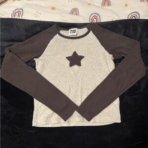Harlow Kids Long Sleeve Star Shirt - Cream and Brown
